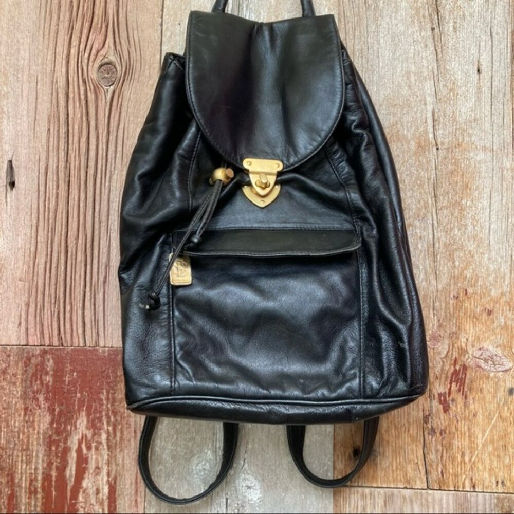 Silver Blue Leather Bucket Bag Backpack